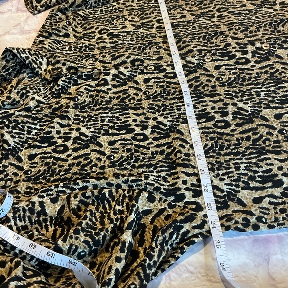 Style Exchange Vintage Satin Animal Leopard Cheetah Print Tunic Blouse Womens 80 - Picture 7 of 9